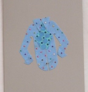 Handmade greeting card with blue shirt design