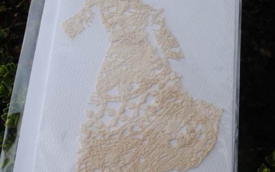 Handmade vintage lace wedding card