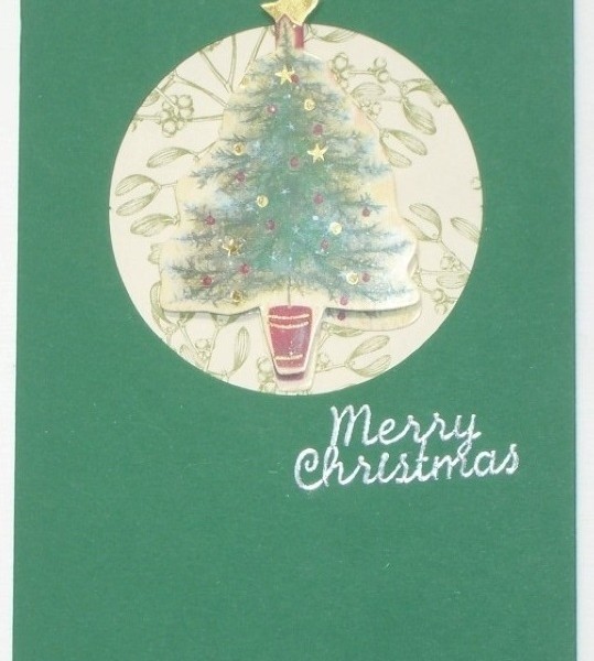 Handmade Christmas tree greeting card